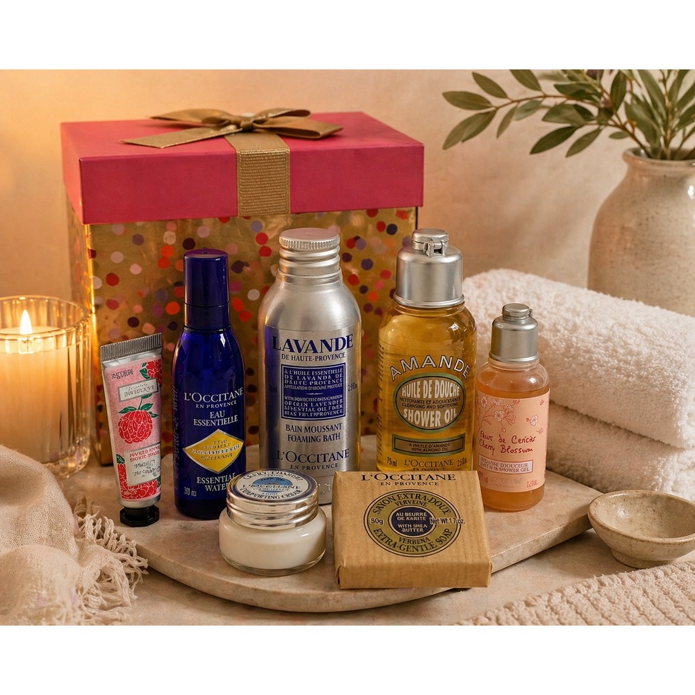 L'Occitane Gift Set Lavender Almond Shower Oil Cream Soap Bundle Provence